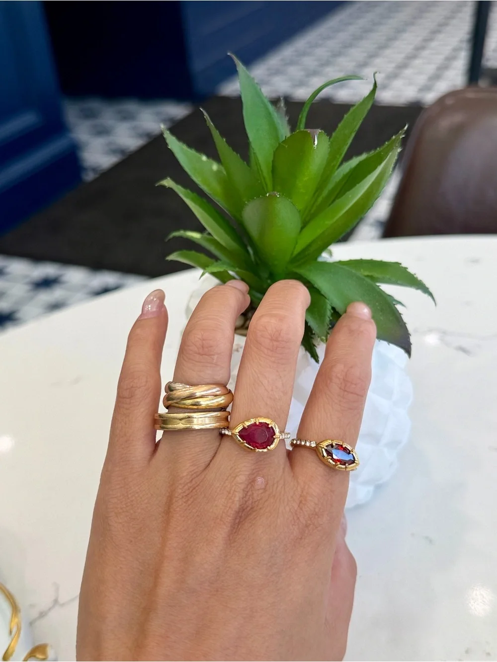 New Rubellite-Inspired In Gold Tone Pear Cut Pink Tourmaline CZ Ring in 7